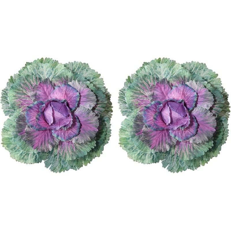Artificial Cabbage Plants Set of 2 Realistic Faux Vegetables Home Decor New