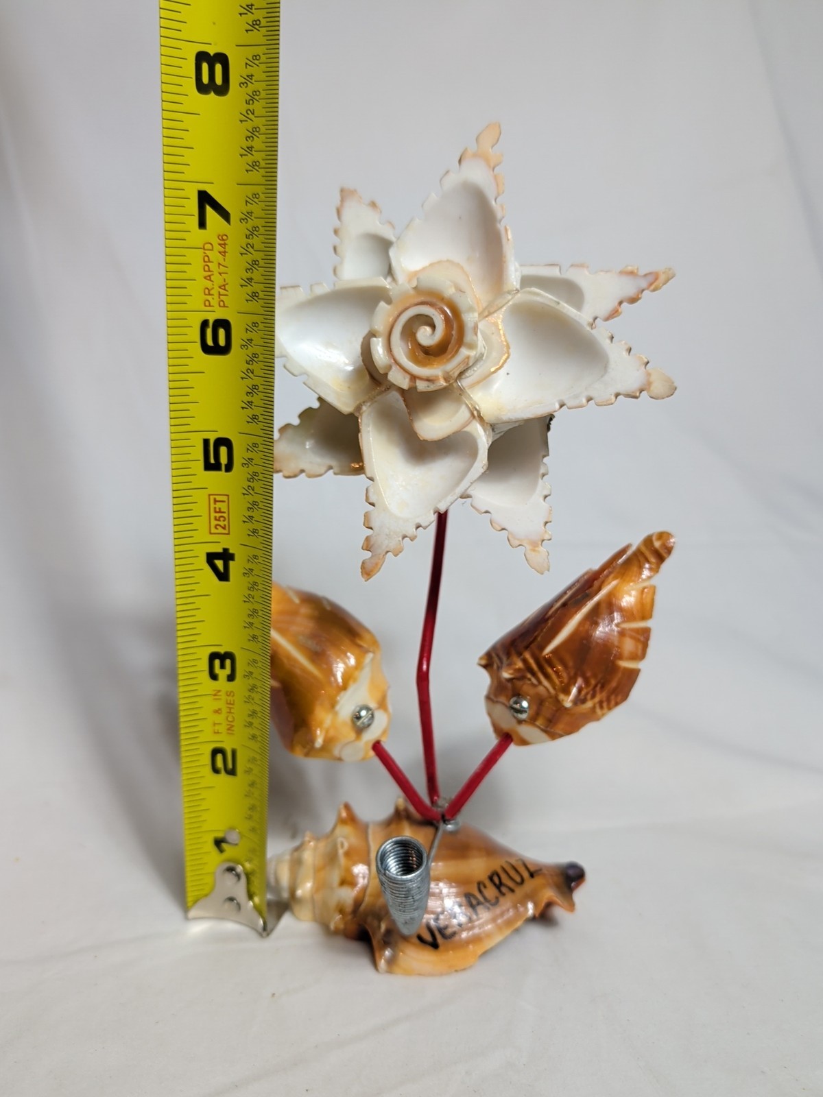Vintage Seashell Shell Art Flower Veracruz, MX Souvenir Pencil Holder MCM 1950s
