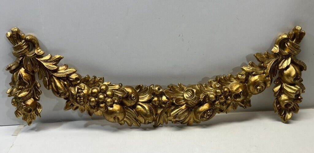 Gold Gilt Baroque Fruit Floral Swag Italy Wall Hanging