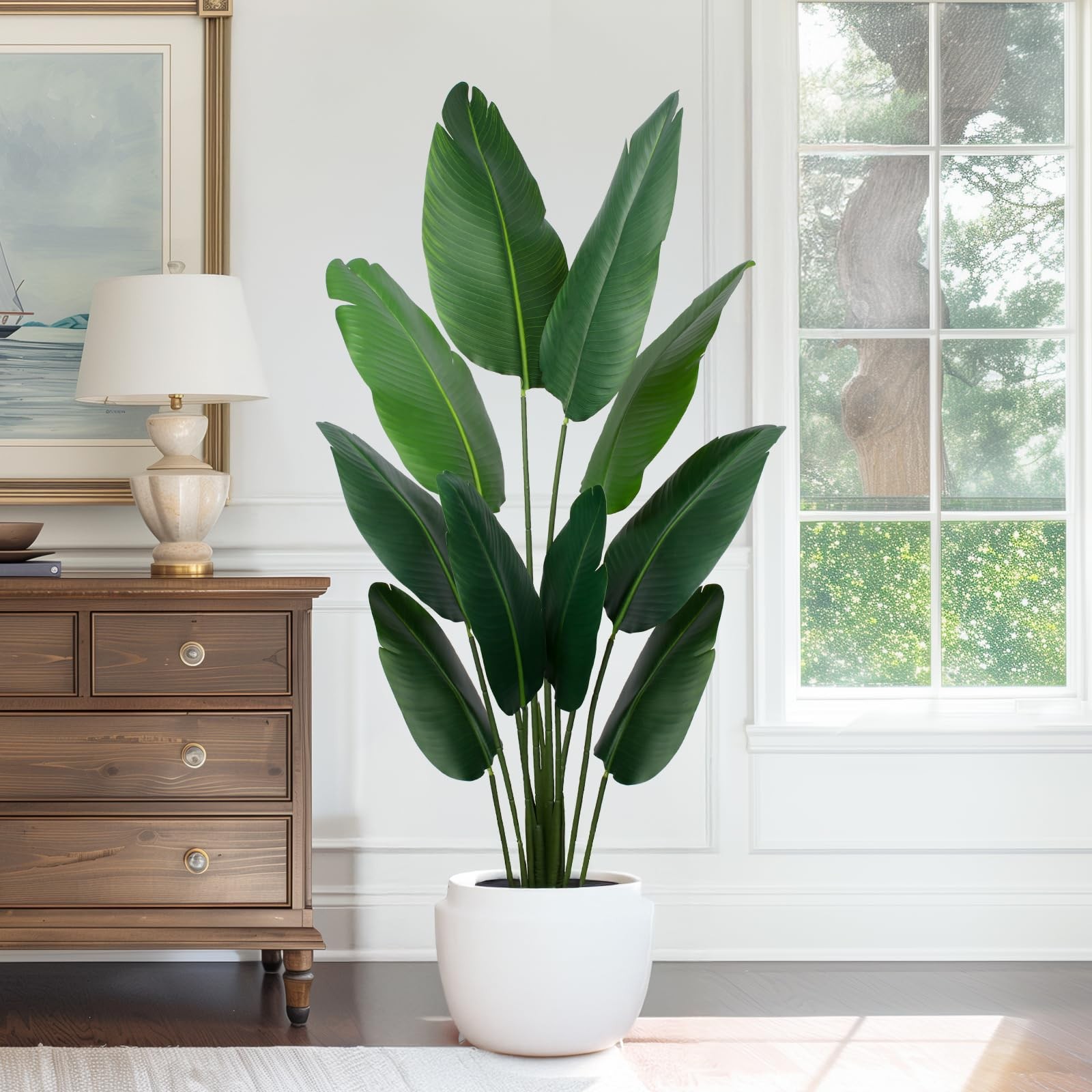 Yepdin Artificial Bird of Paradise Plant 5 Ft Tall Fake Banana 5ft, Green
