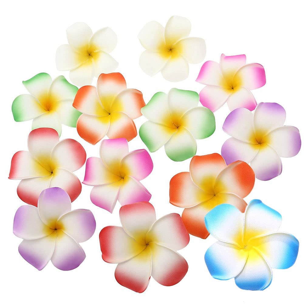 50Pcs 2.4Inch Artificial Foam Plumeria Rubra Hawaii Frangipani Beach Flower P…