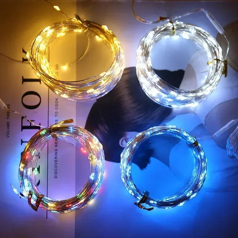 USB LED String Lights Silver Wire Garland Light Waterproof Fairy Lights