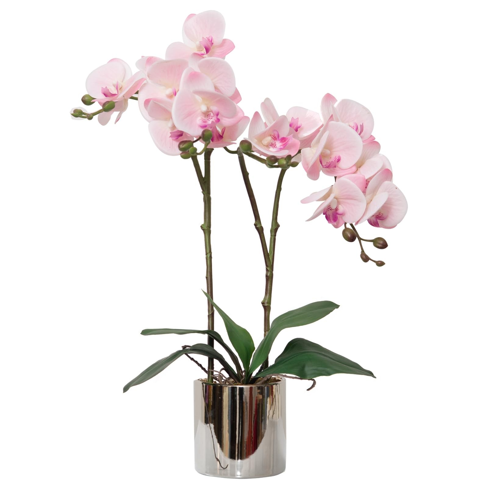 Artificial Orchid Flower Plant Real Touch Faux Orchids in Ceramic Vase Pink 1…