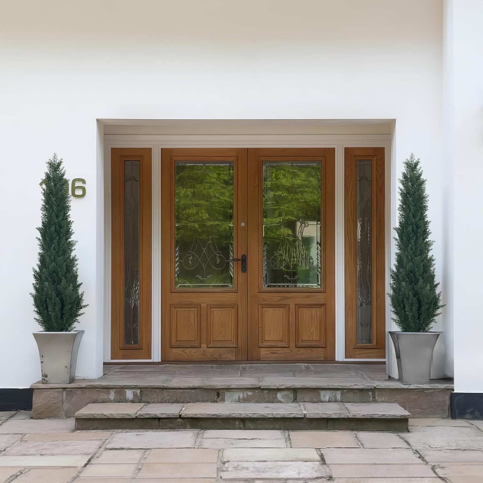 4ft Artificial Cedar Topiary Trees – Fake Boxwood Topiary Cypress Trees Potte…