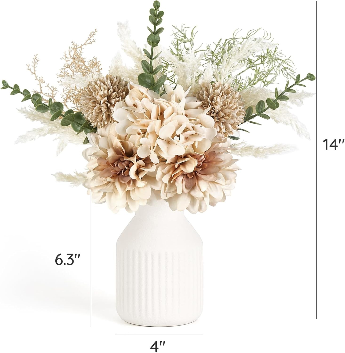Small Artificial Flowers in Ceramic Vase Centerpieces Coffee Table Decor
