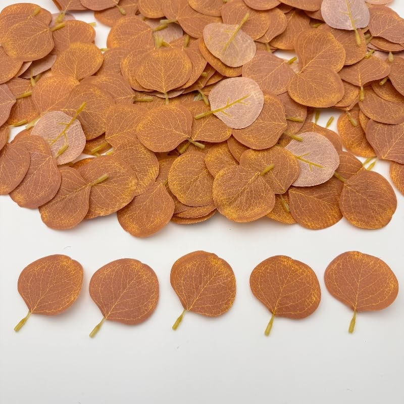 200 PCS Brown Mini Fall Leaves Decor Fake Eucalyptus Crafts Wreath Table Party