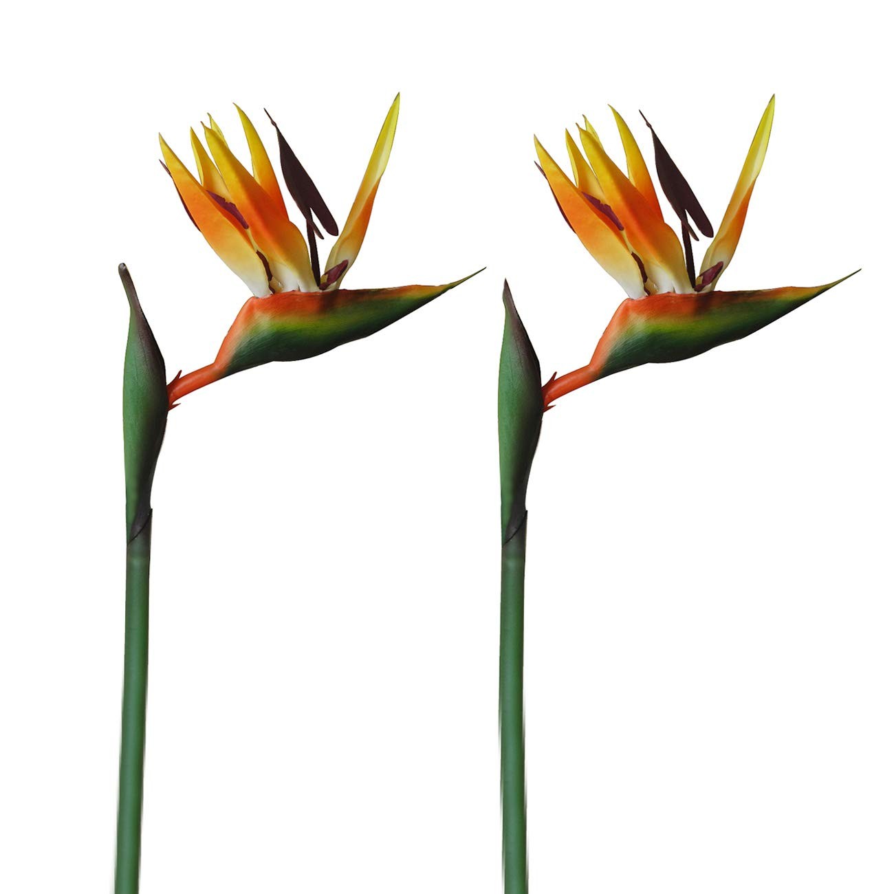 2 Pcs Artificial Flowers Bird of Paradise + 1 Set Palm Leaves Artificial Plan…