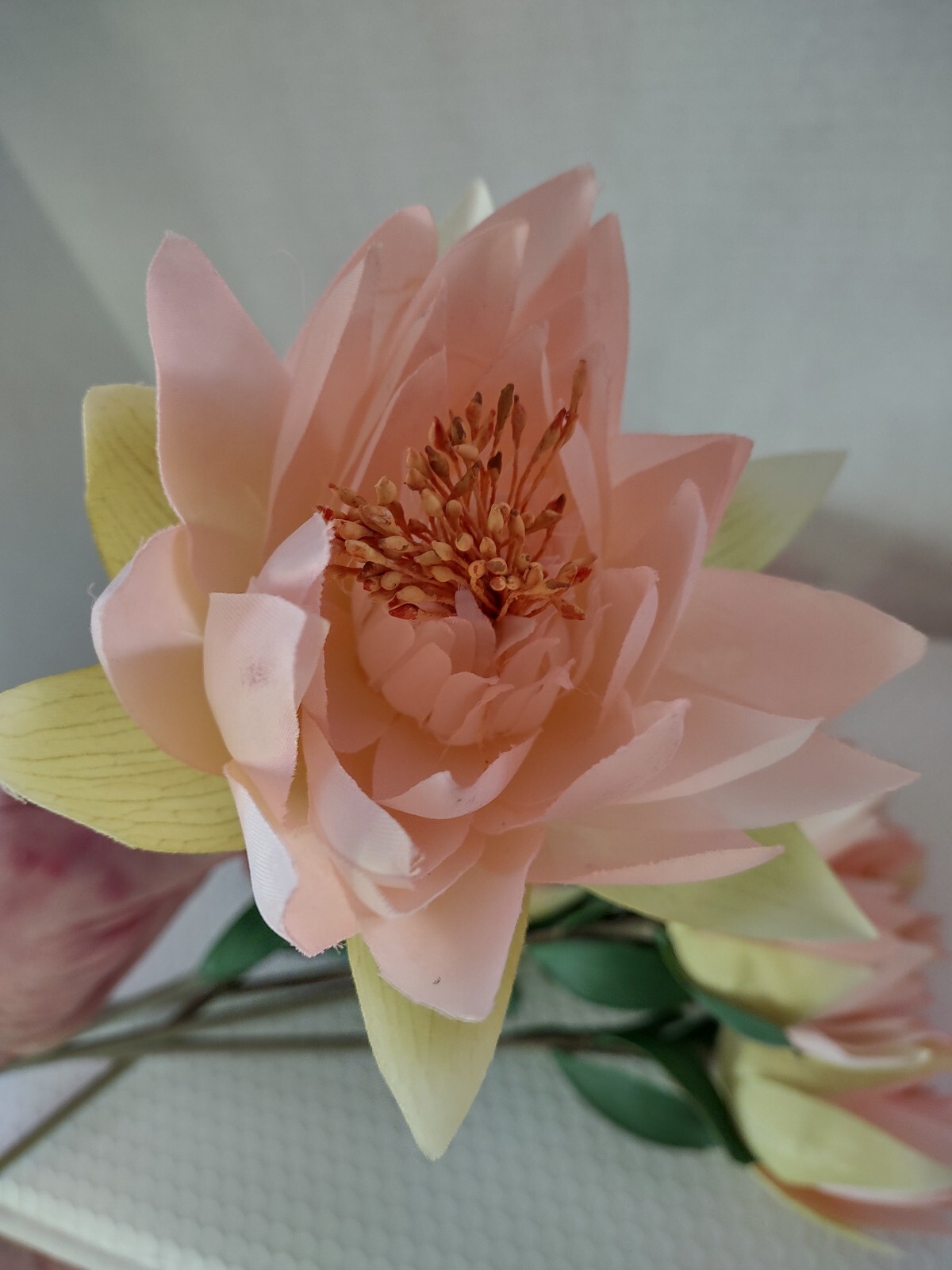 Artificial lotus blossom flower Stems (Six Stems) PEACH