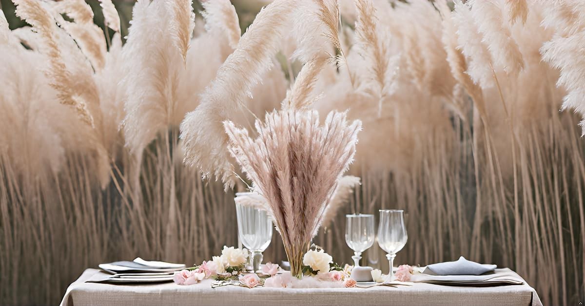 Faux Pampas Grass 8 PCS 30″/76cm Dried Fluffy Artificial Flowers Ascendant Gr…