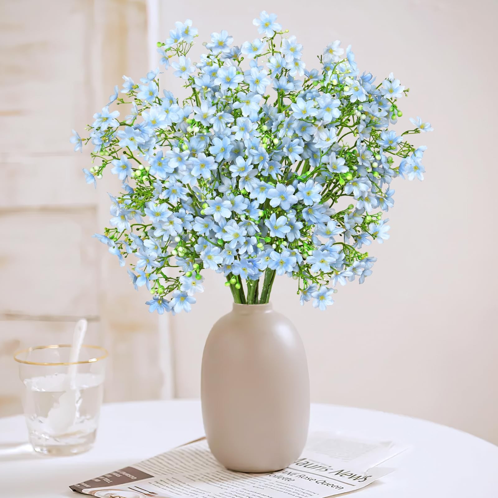 10PCS Artificial Silk Flowers with Long Stems Faux Bulk Babys Breath Flowers …