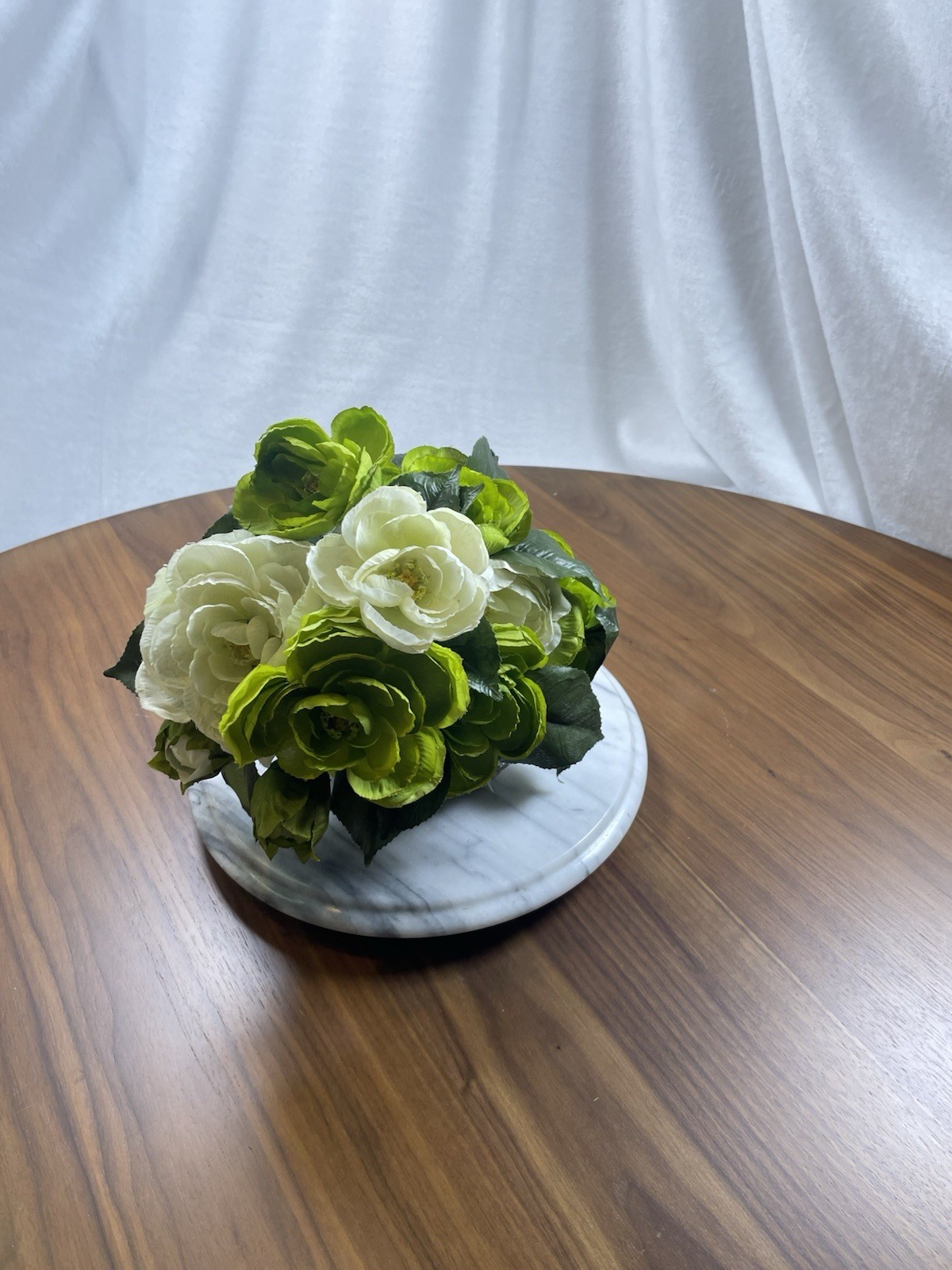 Artitifcal Chartreuse Green & Ivory Ranunculus Bouquet (vase not included)