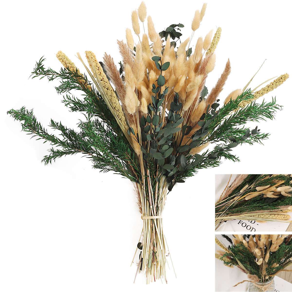 85Pcs 17″ Tall Boho Natural Dried Pampas Grass Bouquet Total Decor Wedding Party