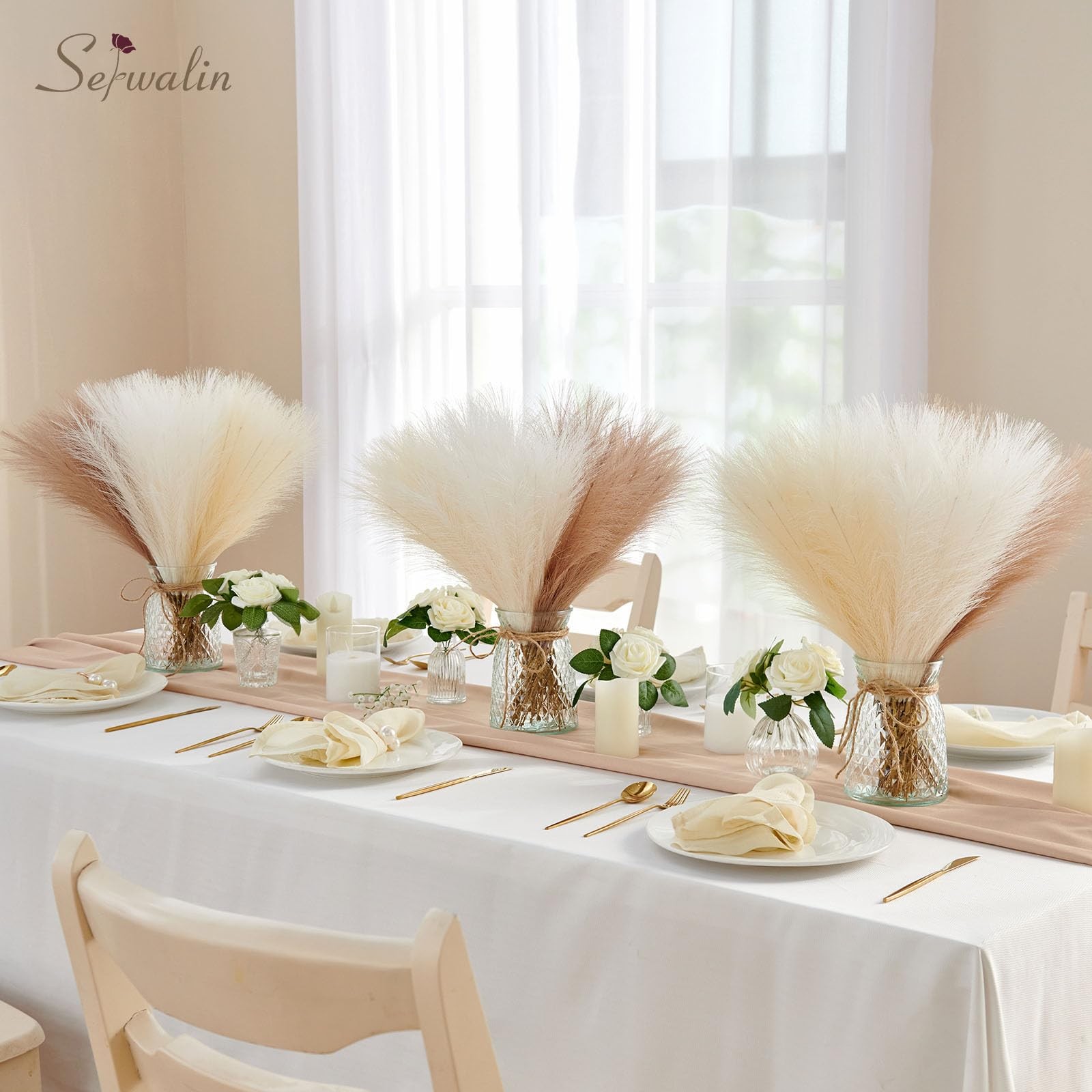 𝟲𝟬pcs Pampas Grass Decor, 𝟭𝟳.𝟳Inch Pampas Grass Home Decor, Faux Pampas …