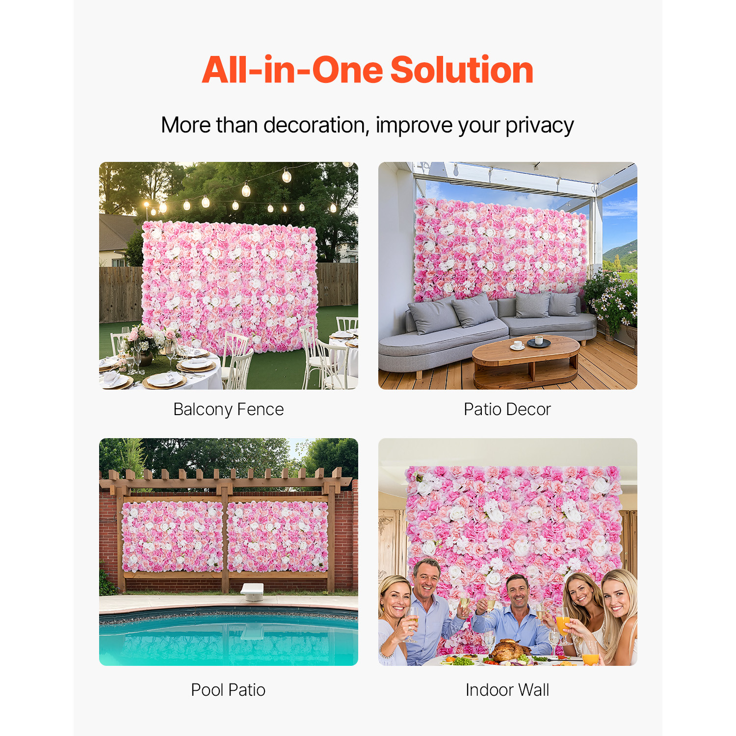 Uimoso 3D Flower Wall Panel 12PCS 15×15 in Artificial Floral Mat Wedding Privacy