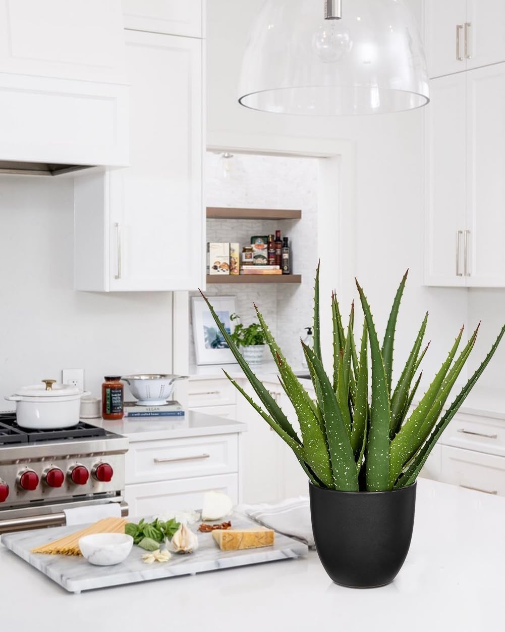 16.5 Inch Large Fake Succulent Aloe Vera Faux Potted Plant For Black Pot