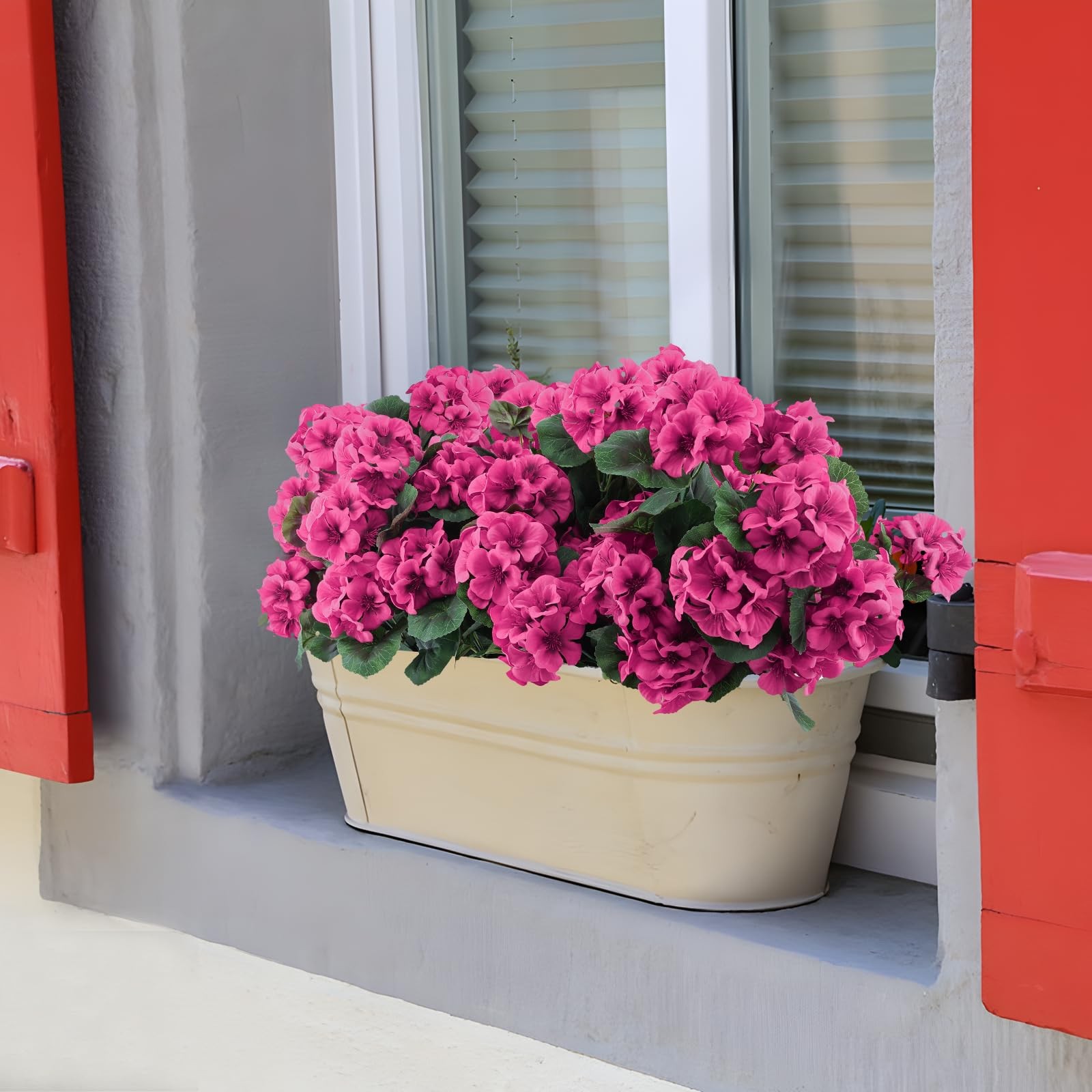 Best Hananona 12 Pcs Artificial Geranium Flowers for Outdoors Silk Outdoor UV