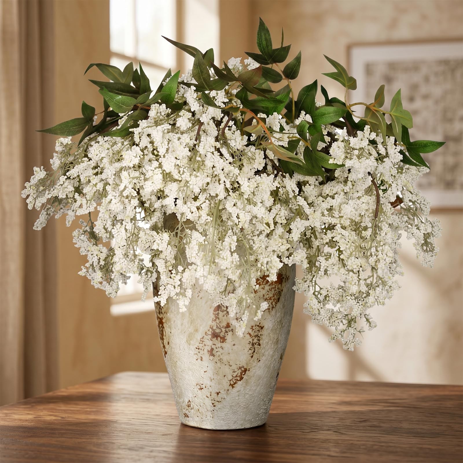 43″ Tall Faux Stems for Floor Vases, 3 Pcs White Artificial Spring Floral Bra…