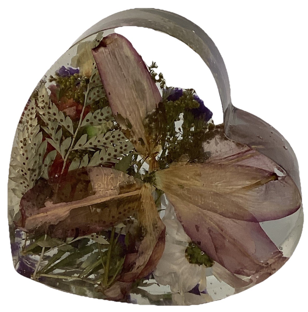 Large Standing Heart Resin Preserved Real Colorful Floral Flowers Home Decor