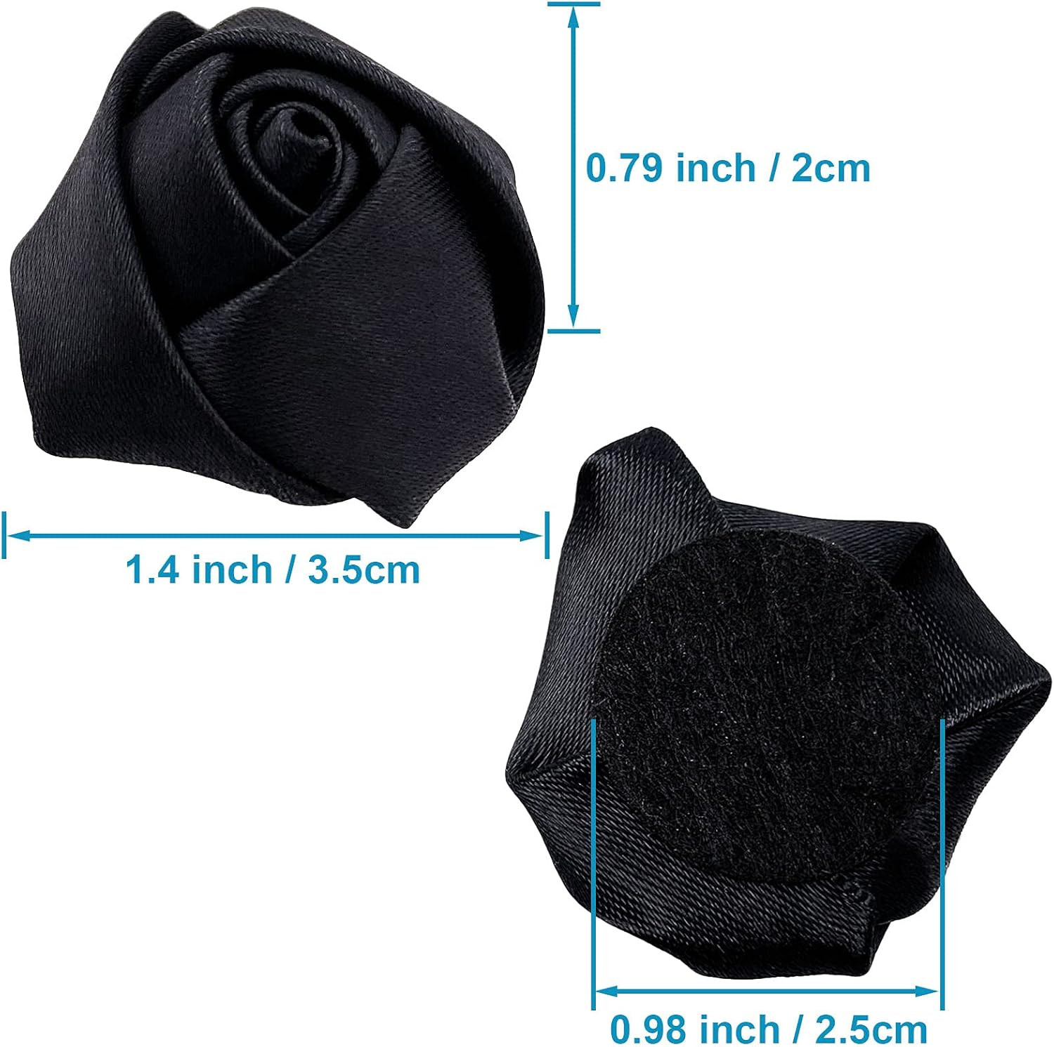 50Pcs Satin Ribbon Rose 4D Handmade Fabric Flowers 1.4″ for DIY Wedding Bouquet