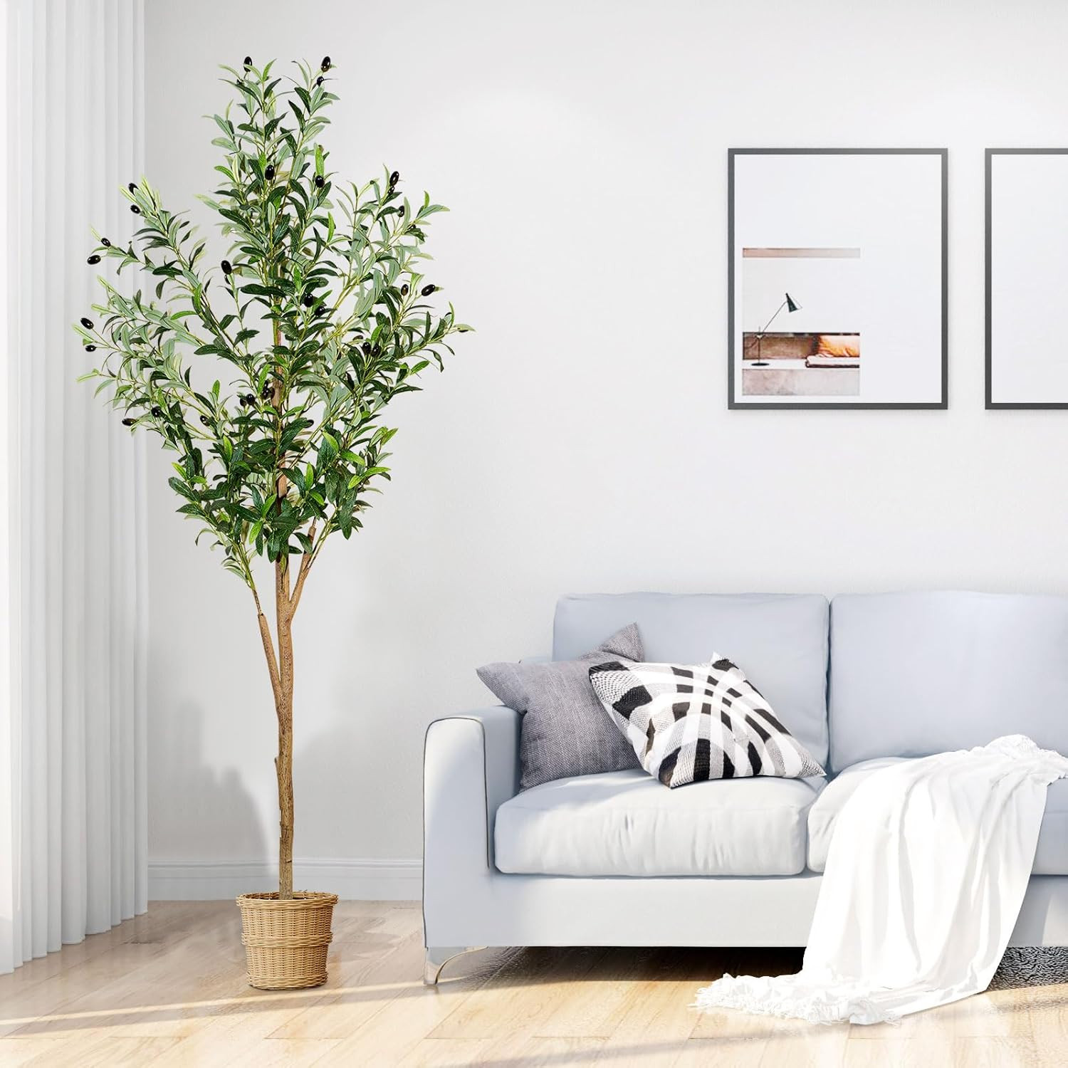 6ft Faux Olive Tree, Artificial Olive Tree Indoor, High Imitation Silk Plant Fak