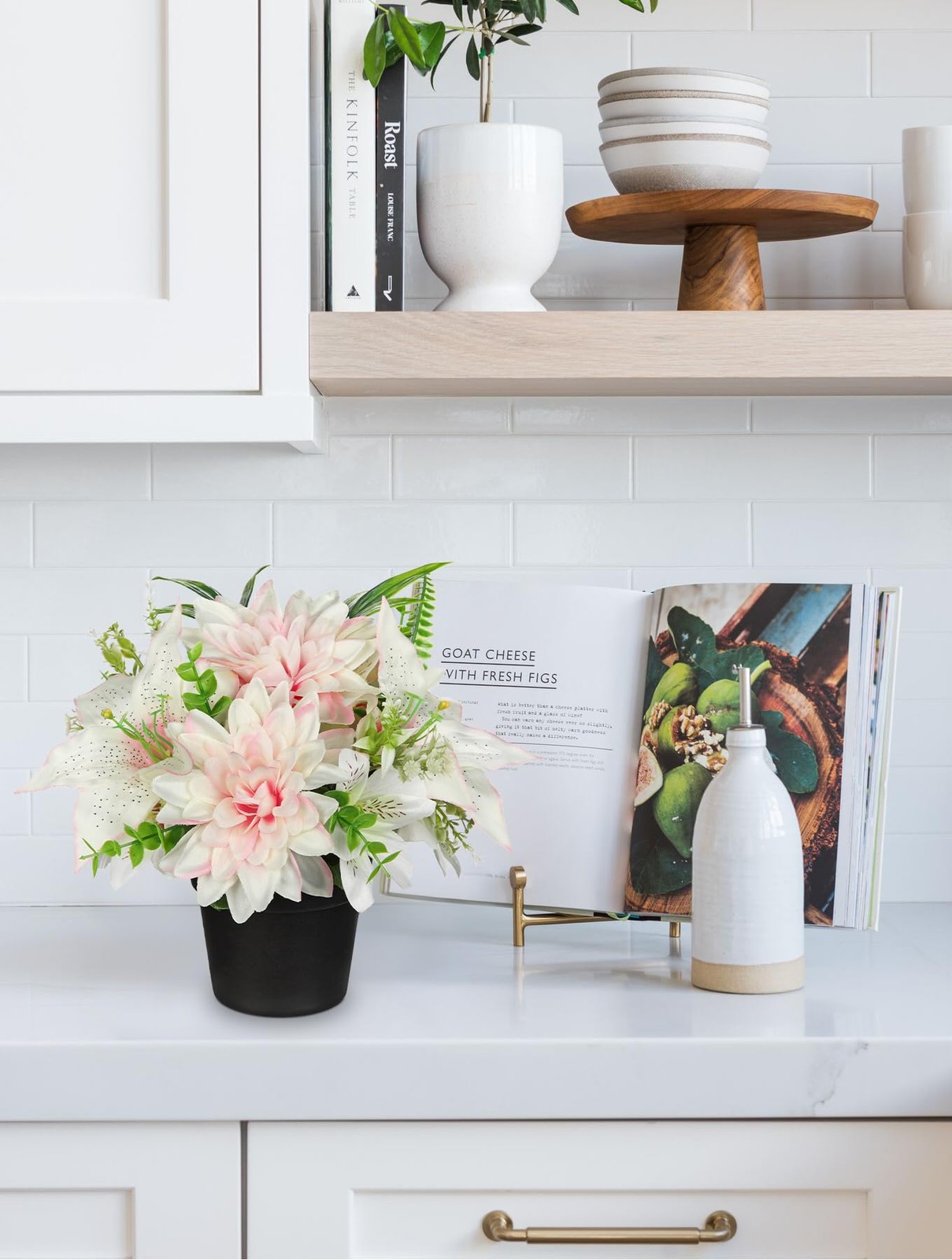 Pink Artificial Flowers Small Fake Flowers in Vase Peonies Dahlia Tiger Lily …