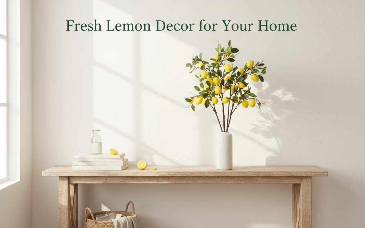 31 Inch Artificial Imitation Fake Lemon Branch Home Center Decoration 5 PCS
