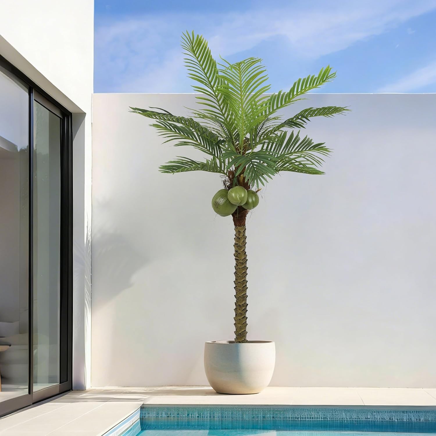 Artificial Phoenix Palm Tree 6.5FT Tall Large Faux Coconut Trees with Realistic