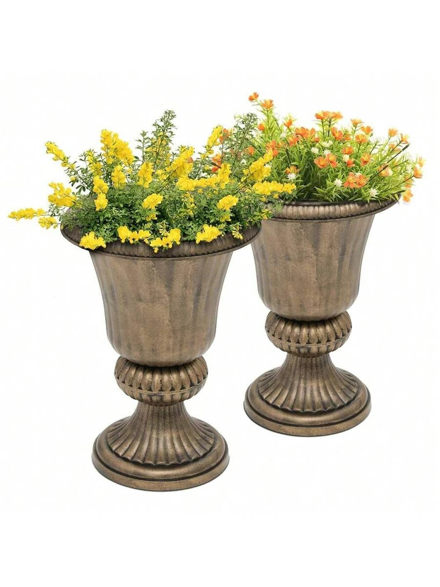 2 PCS 20″ Urn Planters Outdoor Large Weatherproof Tall Flower Pots