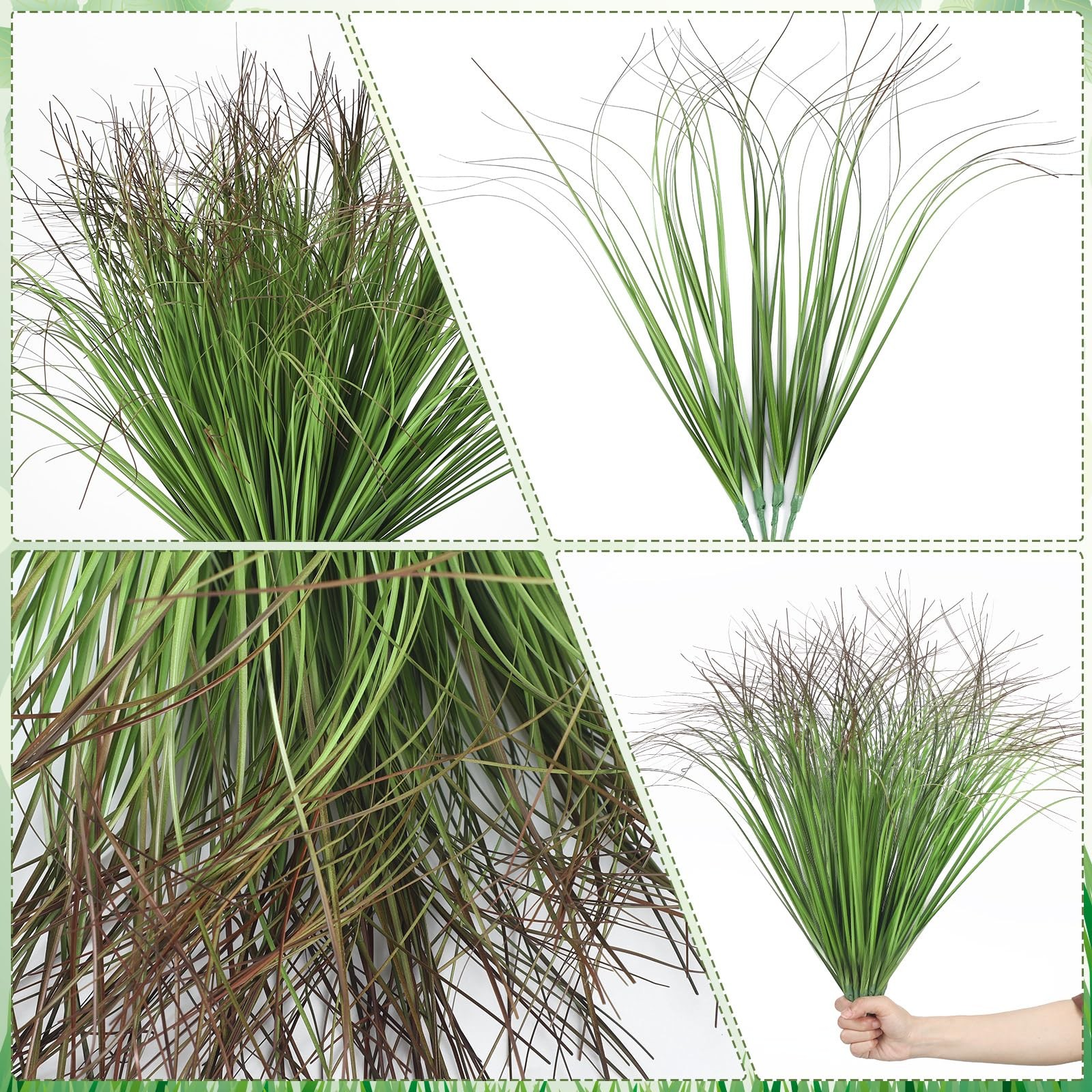 24 Pcs Artificial Fake Grass Plant 18.5 Inch Tall Faux Shrubs Wheat Grass Gre…