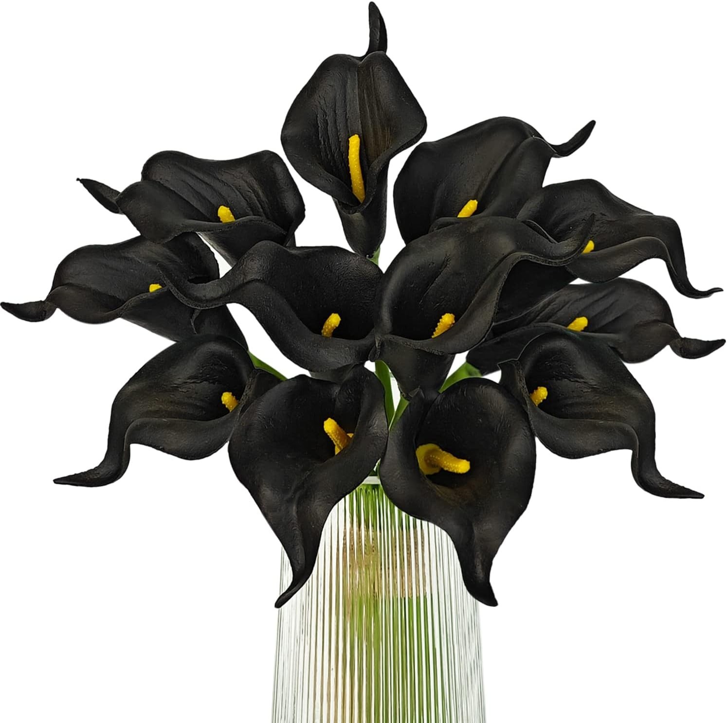 Realistic Black Calla Lilies – 12 Count for Weddings and Home Decoration