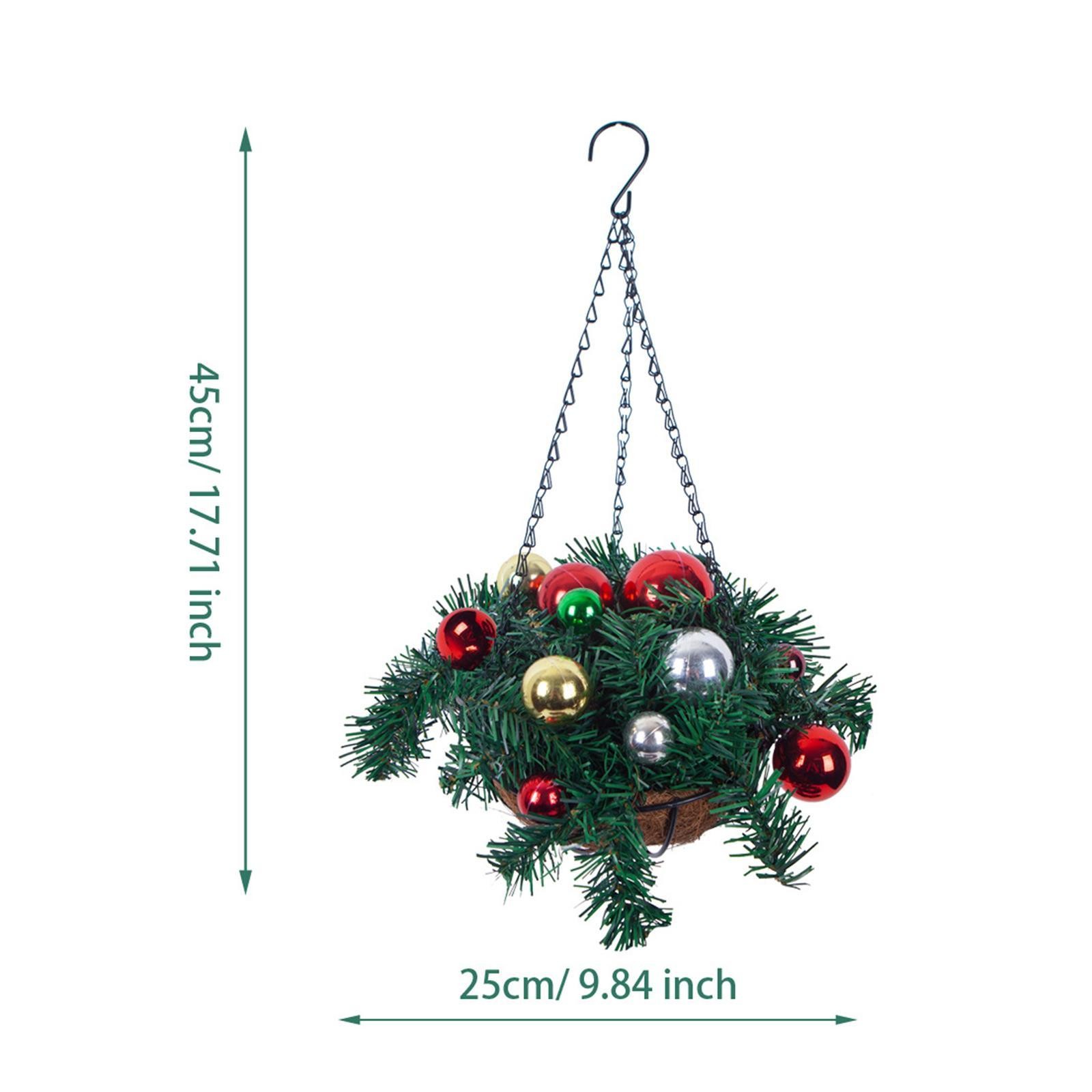 Christmas Hanging Basket Wreath Xmas Decoration Front Door Wreath