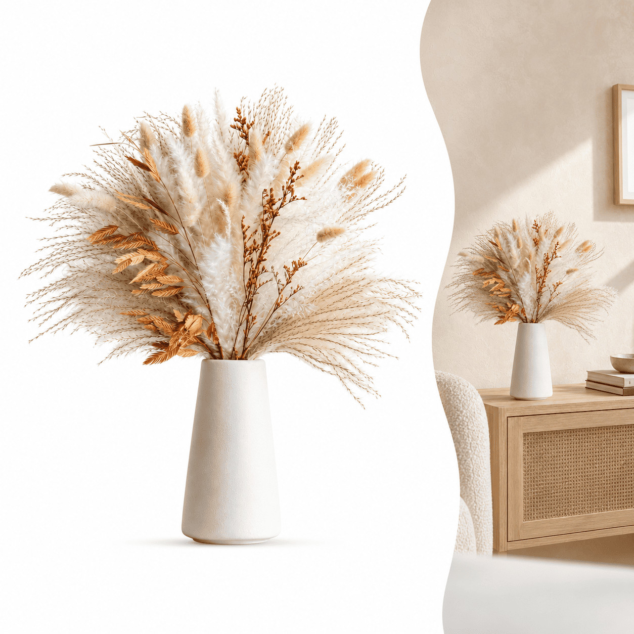 73Pcs Natural Pampas Grass Floral Decor Wedding Boho Home Table Indoor Decor