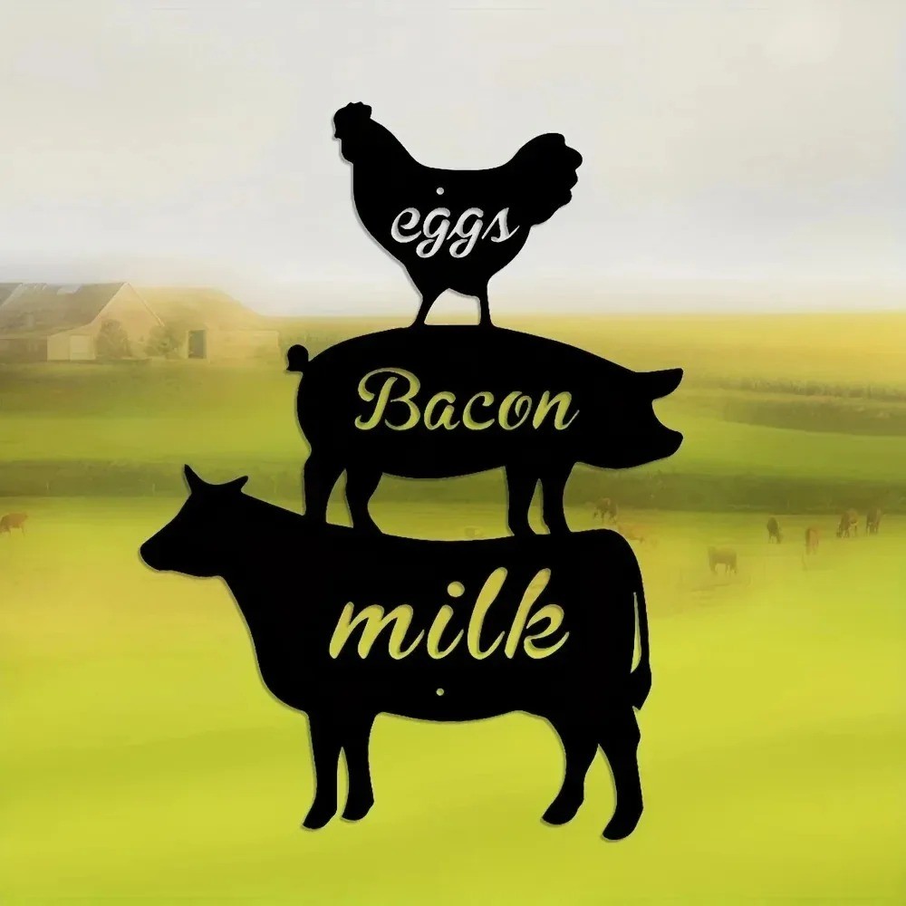 Farm Animals Metal Wall Plaque – Farmhouse Garden Party Wall Decor Sign