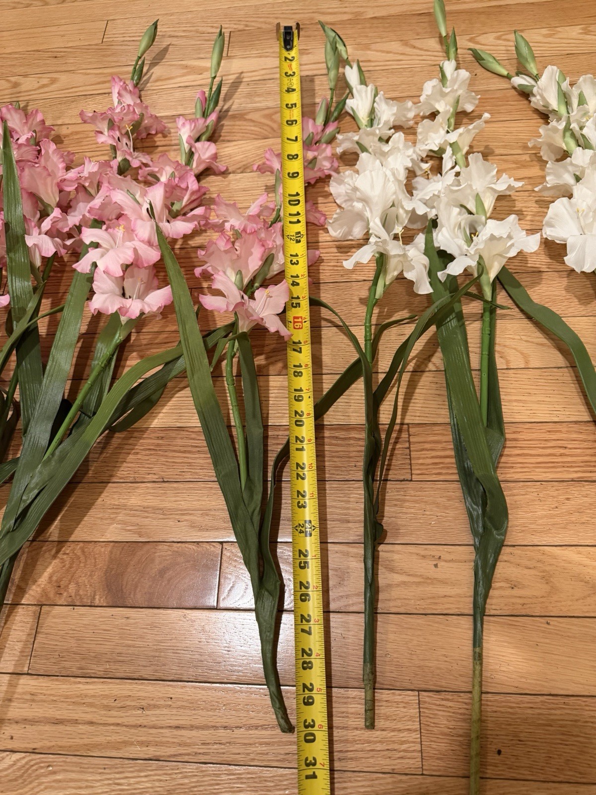 Artificial Flowers Pink & White Gladiolus 30” – 14 piece bundle