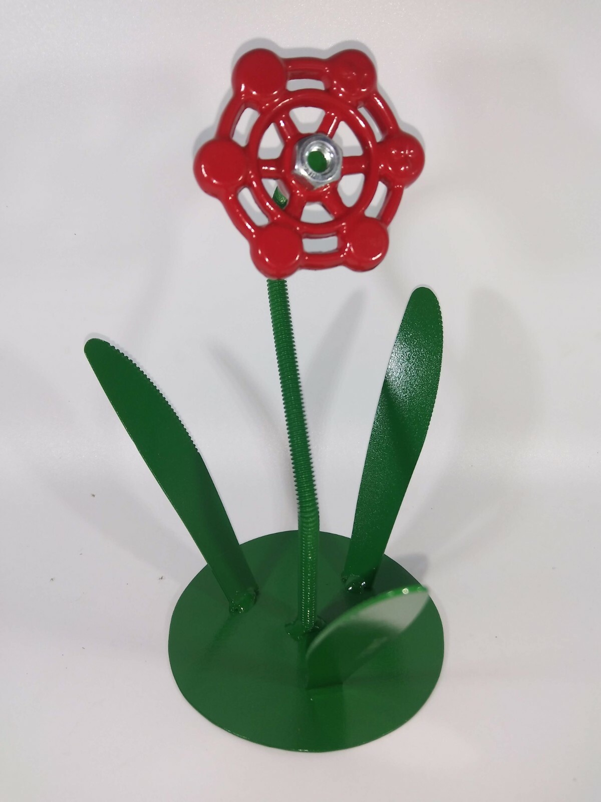 Red Metal Flower, Faucet Flower Metal Art, miniature flower gift Valentines Gift