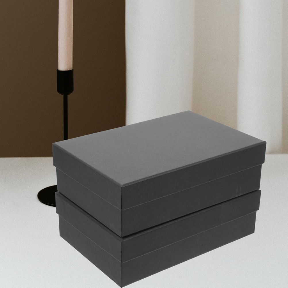 2Pcs Reusable Kraft Paper Rectangle Gift Boxes Black for Party Valentine Floral