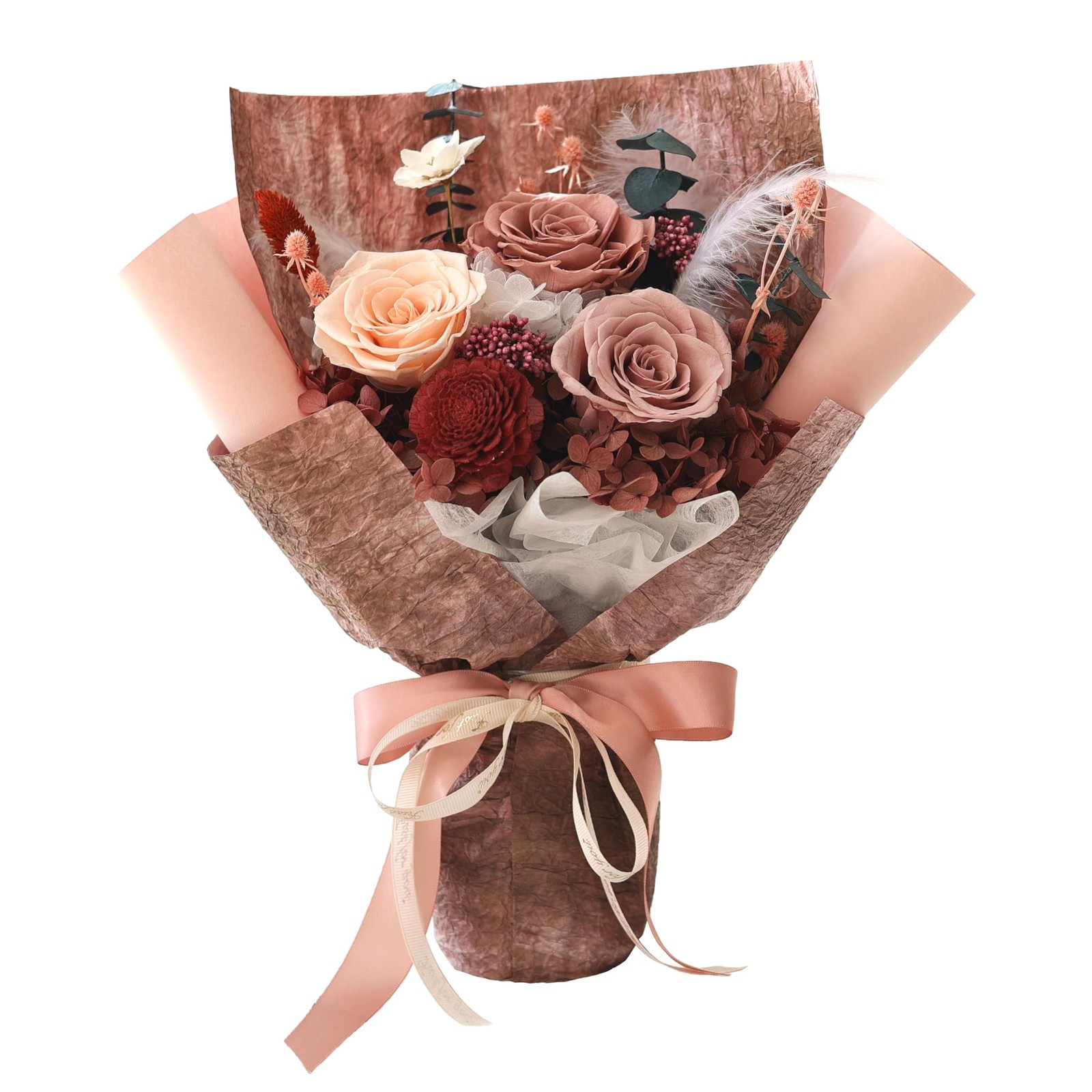 Preserved Flowers Rose Bouquet Gift Set Dusty Rose Birthday Gifts For Wife