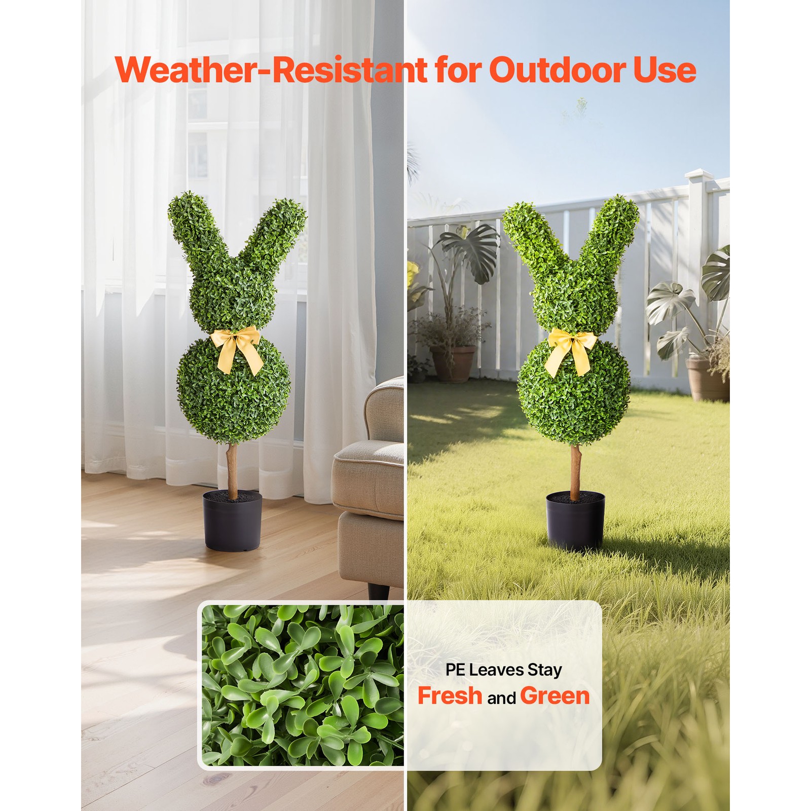 Uimoso 36-Inch Artificial Bunny-Shaped Boxwood Ball for Home Decoration