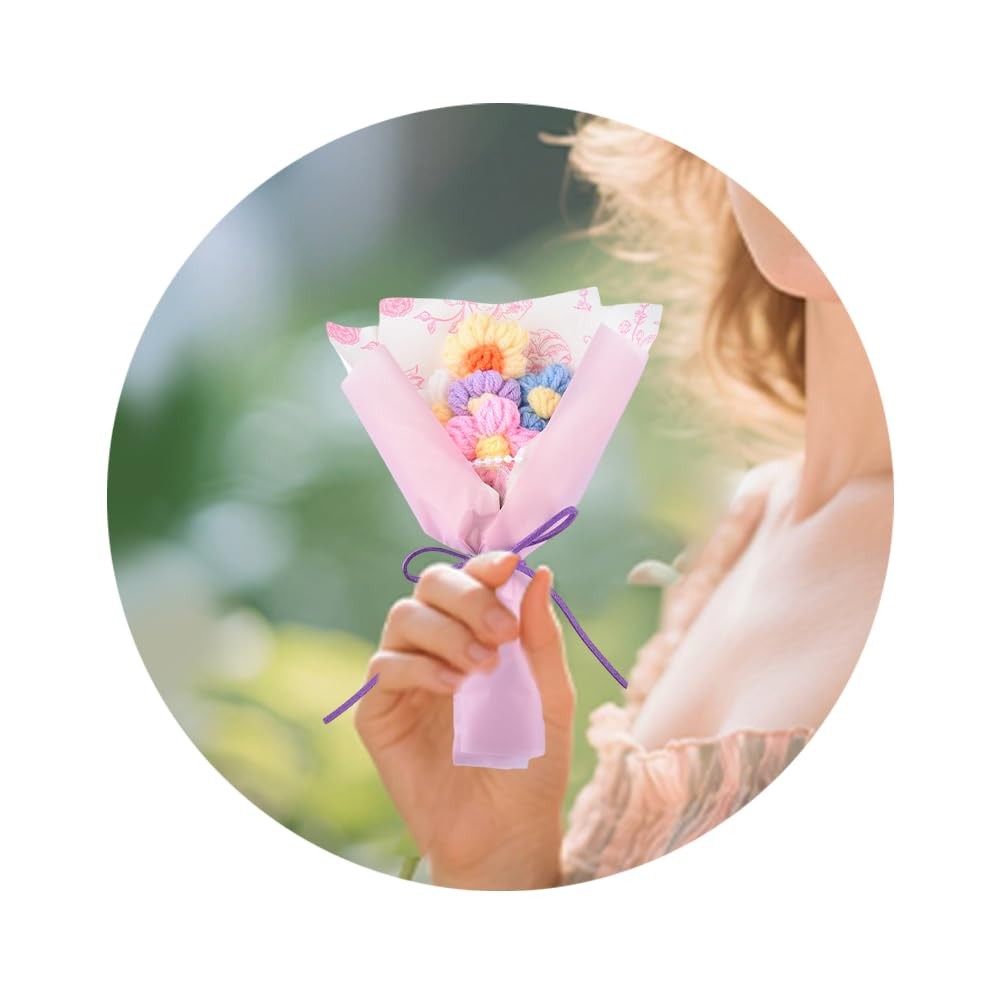 Artificial Flowers Crochet Flower Bouquet for for Girls Sister Handmade Knitt…