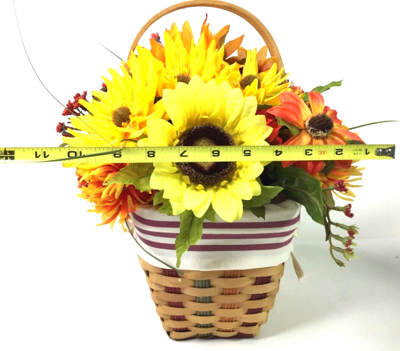 Handmade Fall Flower Basket Arrangement Shades of Orange Yellow Brown Green