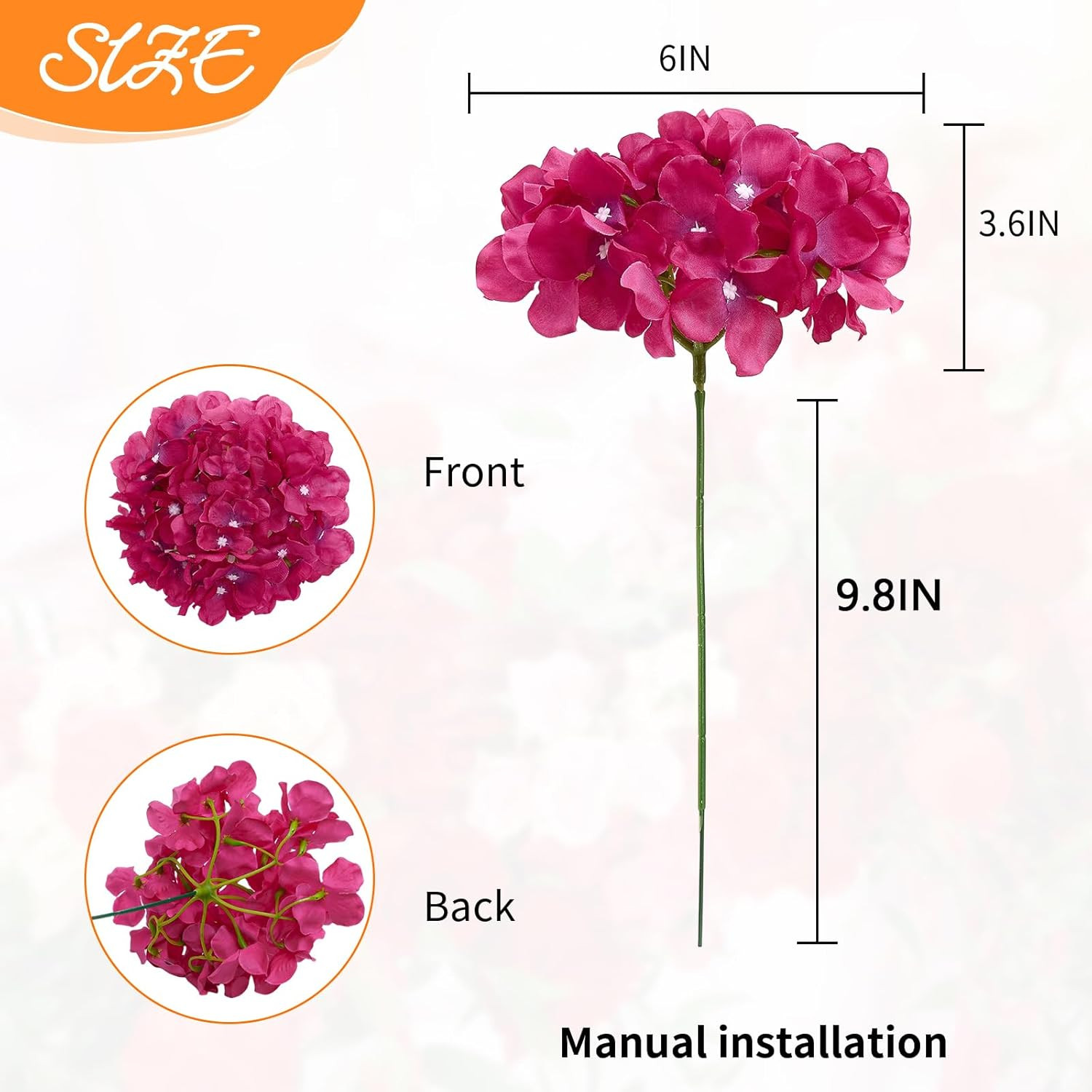 80 PCS Fuchsia Silk Hydrangea Flowers for Wedding & Party Decor
