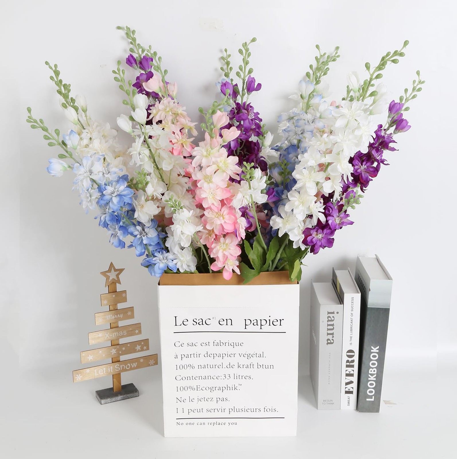 6PCS Purple Delphinium Artificial Flowers 33″ Long Stem Larkspur Silk Flowers…