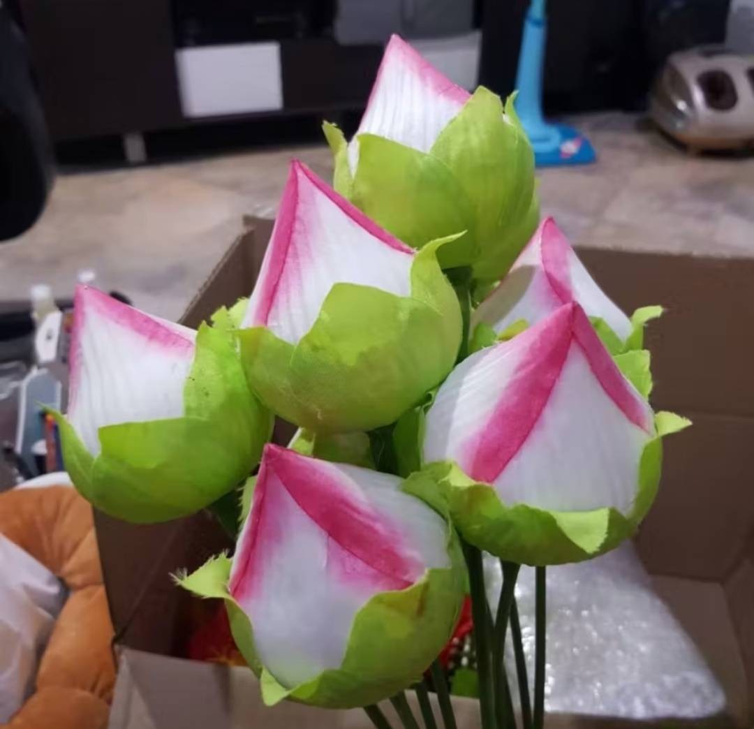 10x Fake Lotus Flower Bud Set 50cm Tall Artificial Flowers Vase Altar Decor