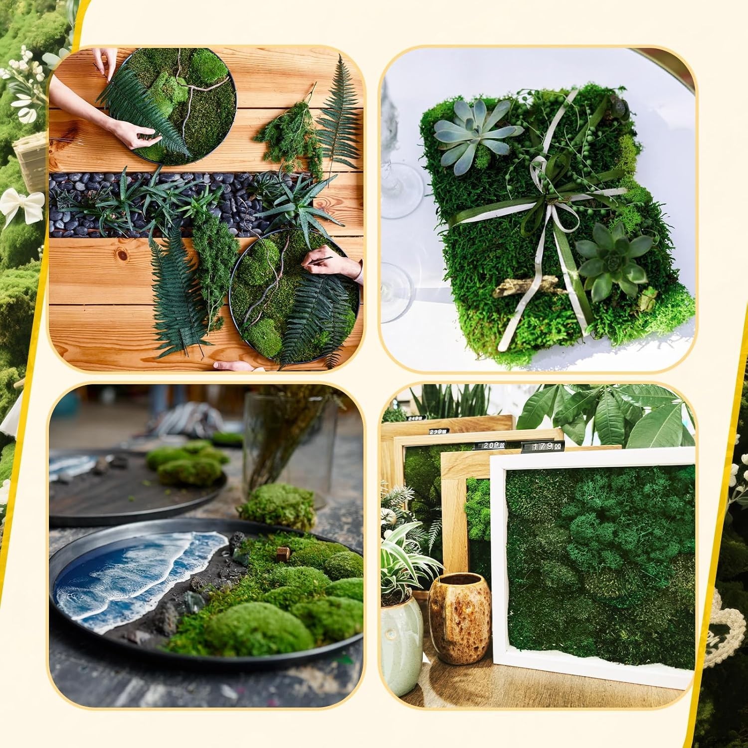 Zeyune 6 Pcs Fake Moss Table Runner for Crafts 12” x 71” Artificial Moss Sheet