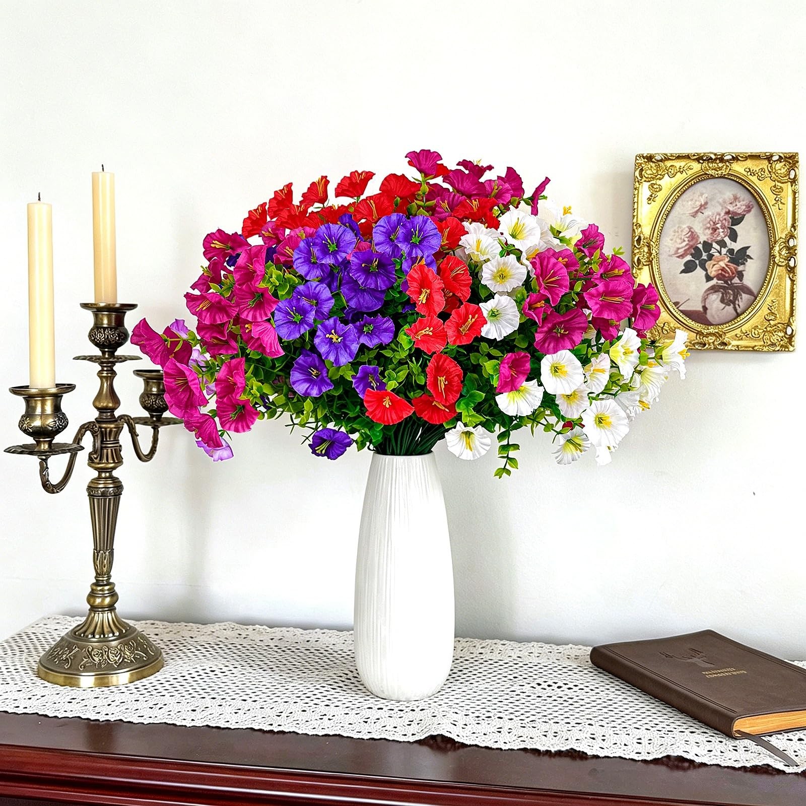 14 Pcs Artificial Petunias for Outdoors, UV Resistant Artificial Outdoor Plan…