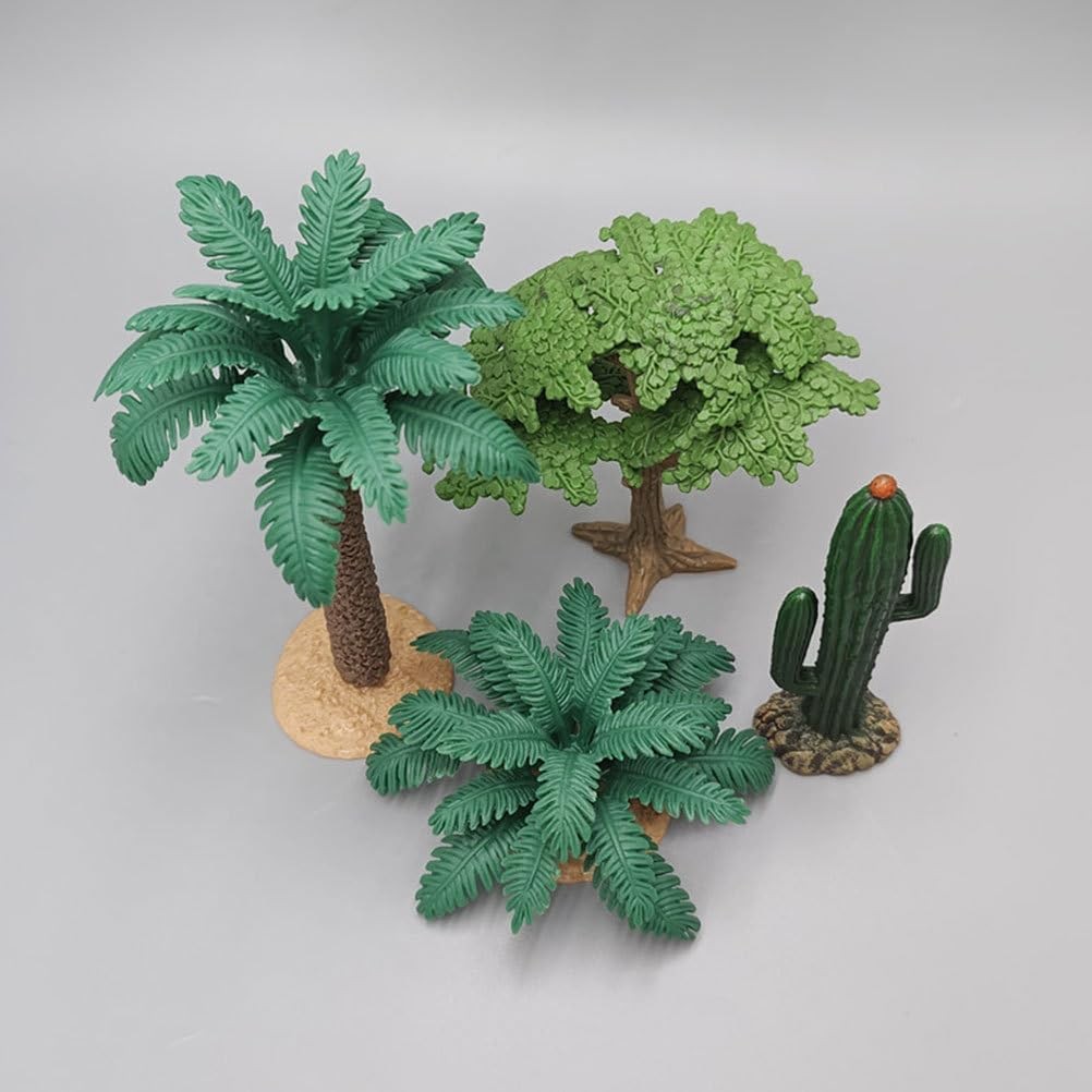 4Pcs Mini Palm Trees and Cactus Artificial Plant Decor Set for DIY Craft Scen…