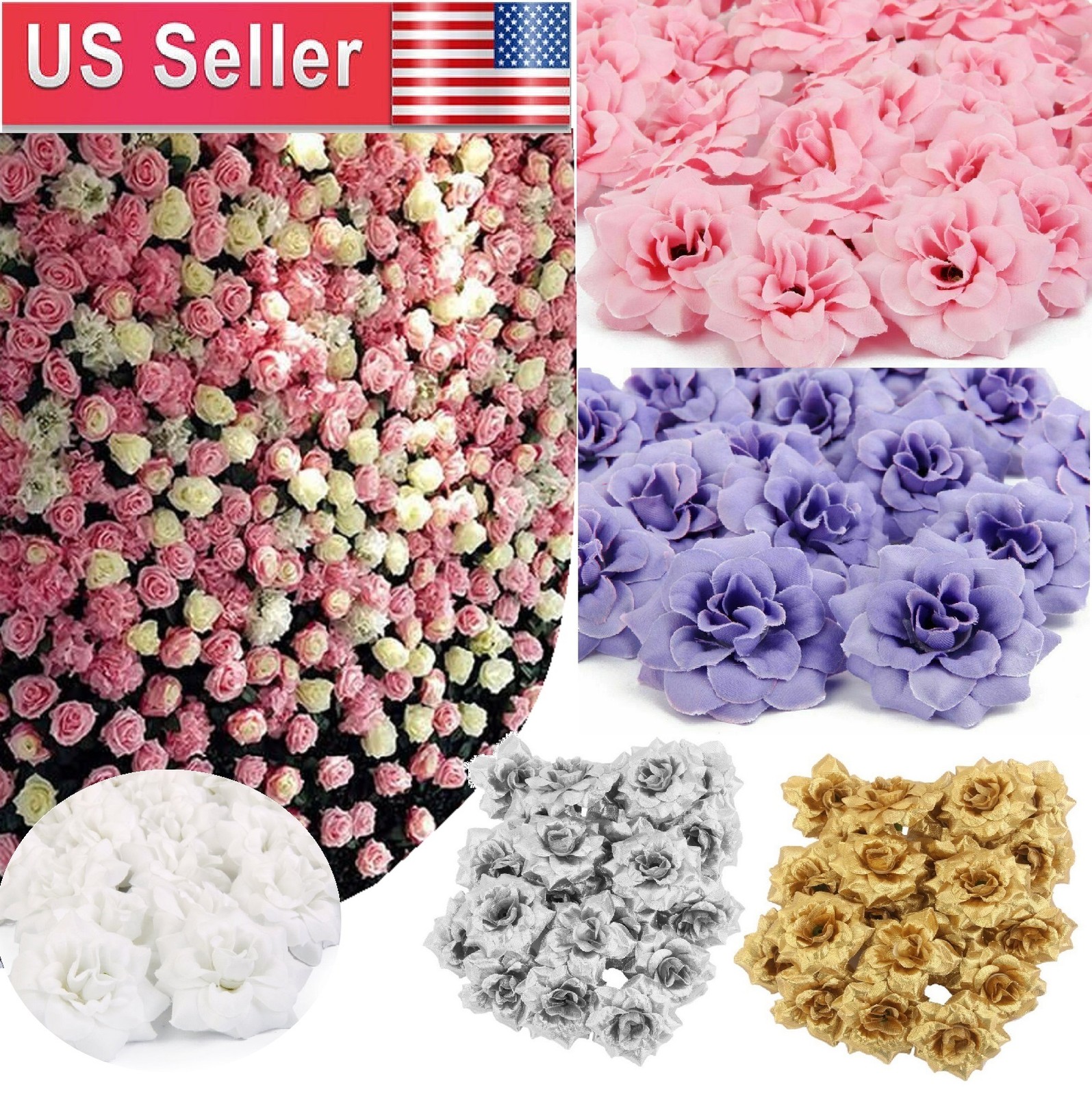 100pcs Roses Artificial Flowers, Fake Silk Roses Head, Artificial Flowers Heads