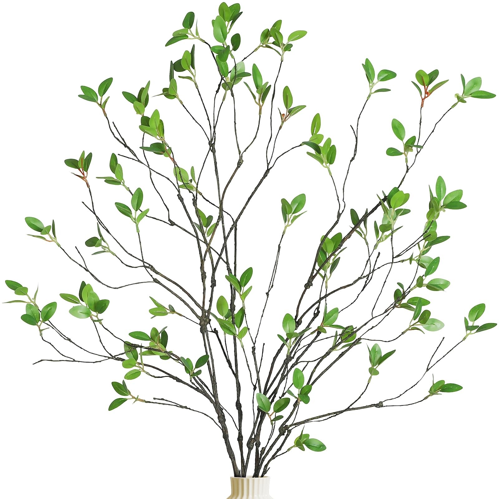 5Pcs Artificial Greenery Stems, 34″ Faux Ficus Leaves Branches Graceful Fake …
