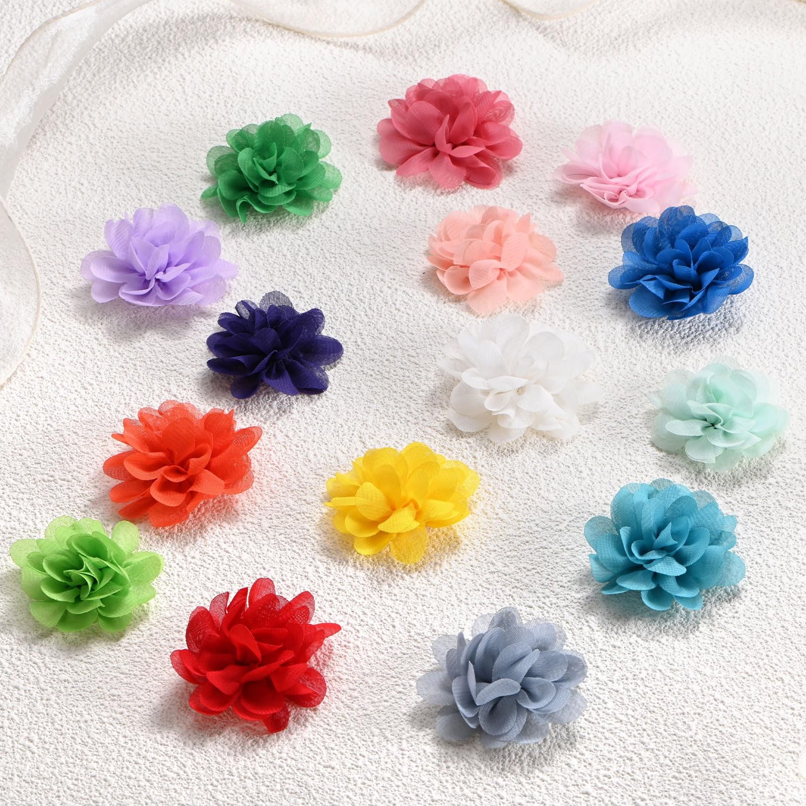 12 PCS Lilac Chiffon Flowers 1.97×1.97 Inch Artificial Fabric Decoration Round