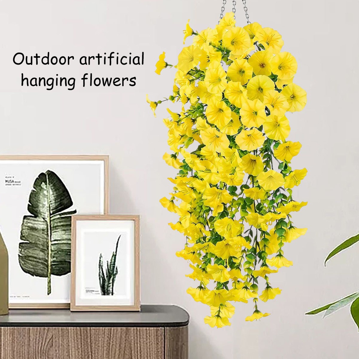 4PCS Artificial Morning Glory Vines UV Resistant Hanging Flowers Outdoor Decor